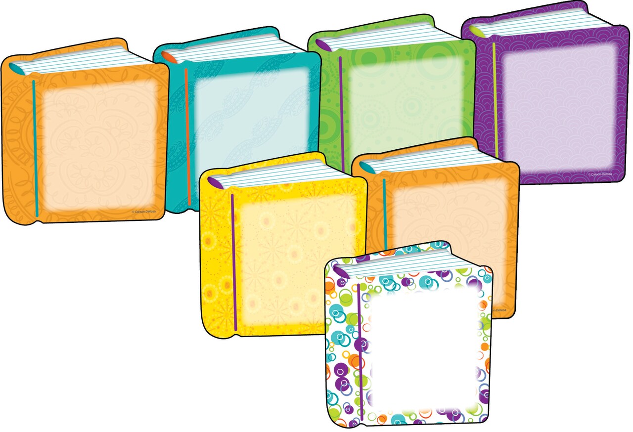 Carson Dellosa 36-Piece Book Cutouts, Colorful Cardstock Library Decor for Back to School, Bulletin Board, Posterboard, Name Tags, Labels, and Classroom Decorations